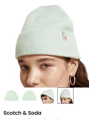 Scotch & Soda Mint Green Ribbed Cuff Beanie